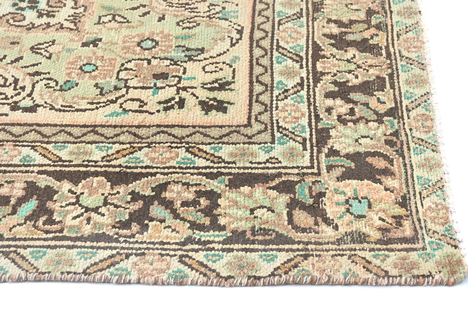 Semi Antique Muted Floral 7X10 Distressed Vintage Oriental Rug - 8