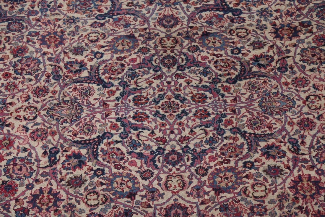 Pre-1900 Antique Vegetable Dye Mashad Persian Square Rug 12x12 - 5