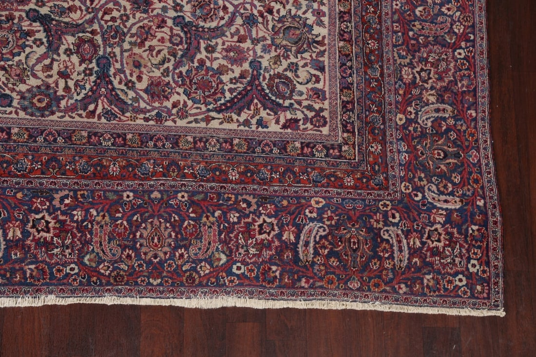 Pre-1900 Antique Vegetable Dye Mashad Persian Square Rug 12x12 - 7