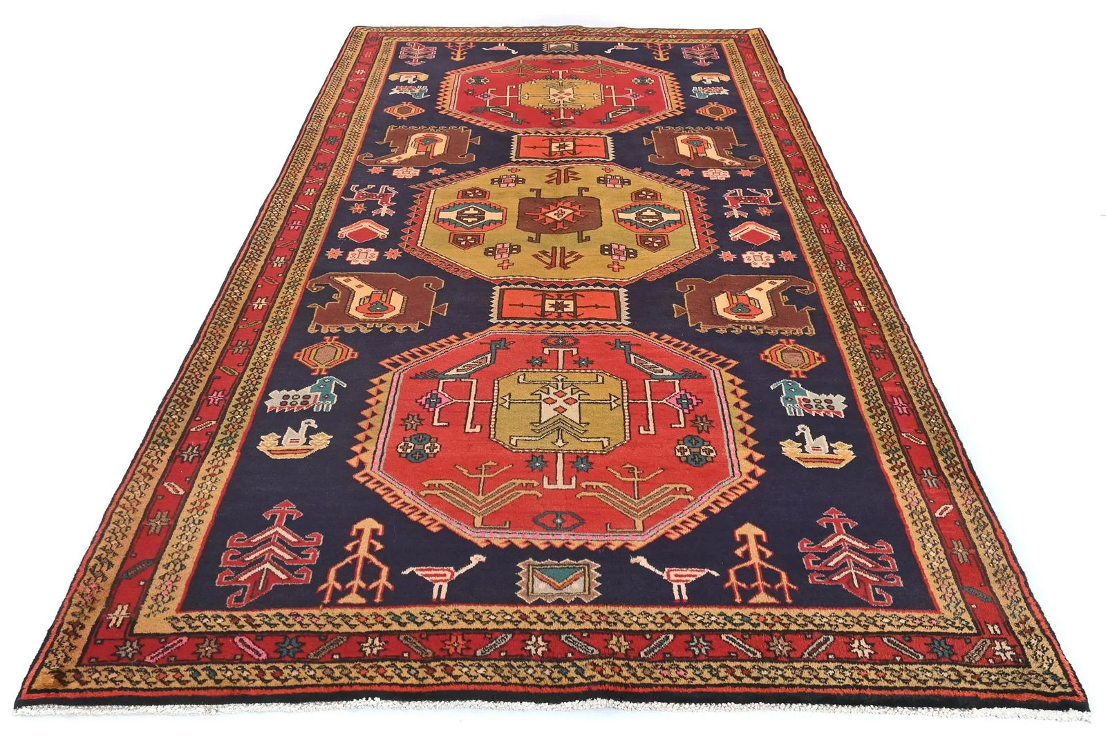 Vintage Purple Tribal 5X10 Meshkin Persian Runner Rug - 9