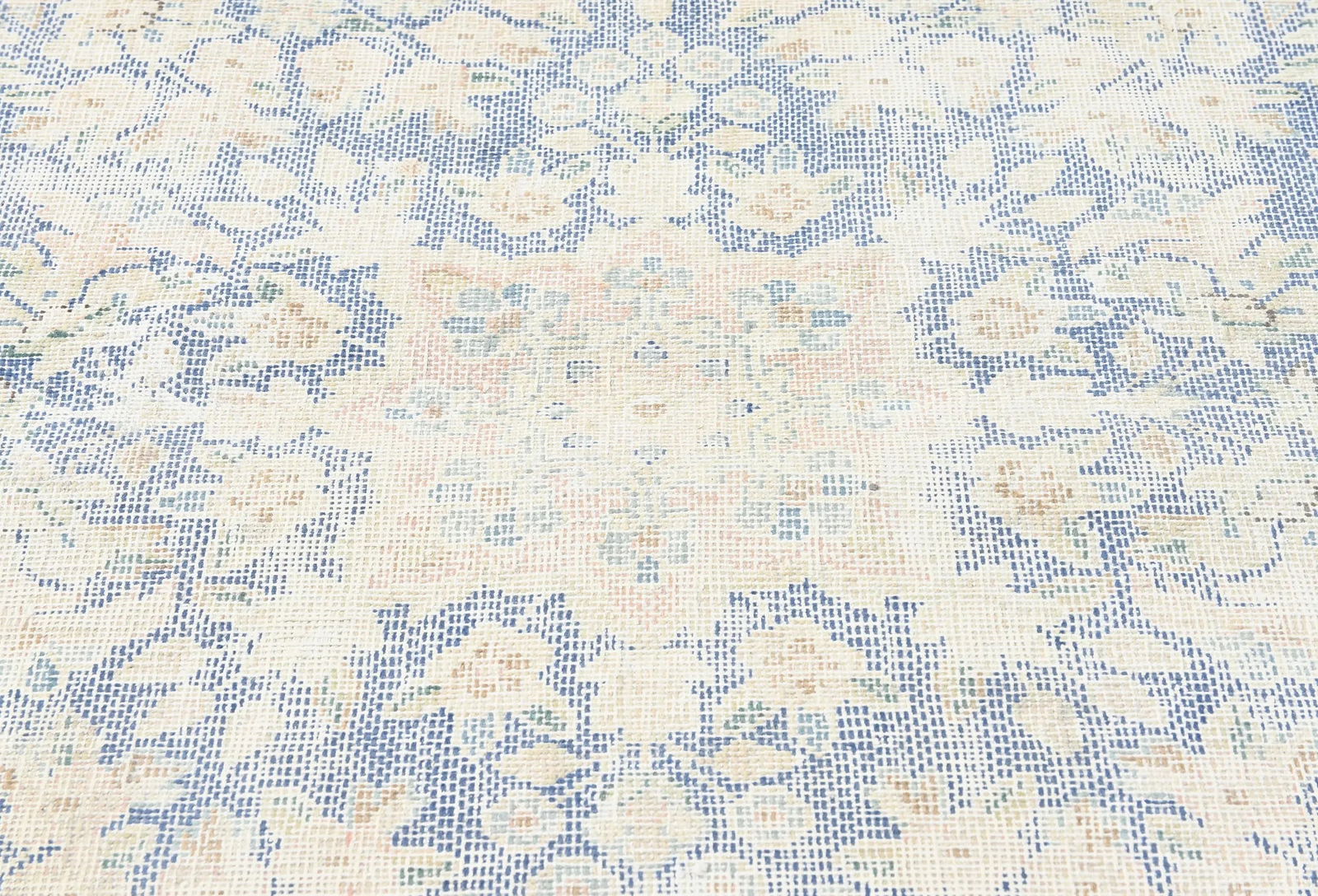 Antique Muted Blue Floral 8X11 Distressed Vintage Oriental Rug - 5