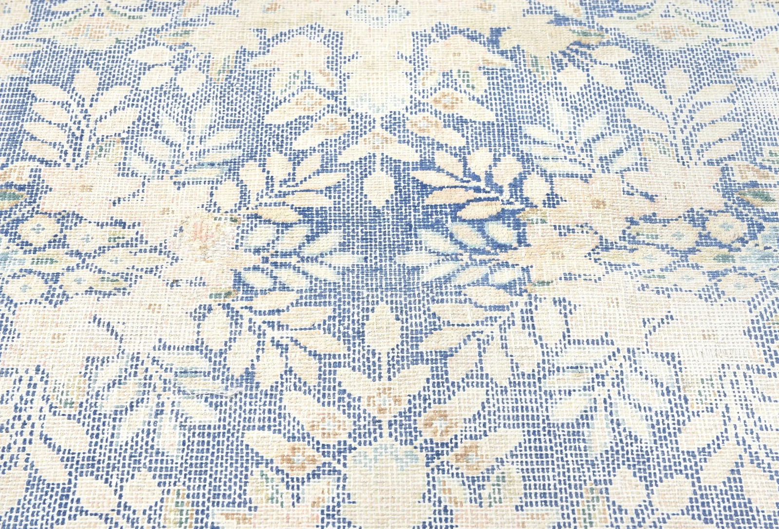 Antique Muted Blue Floral 8X11 Distressed Vintage Oriental Rug - 6