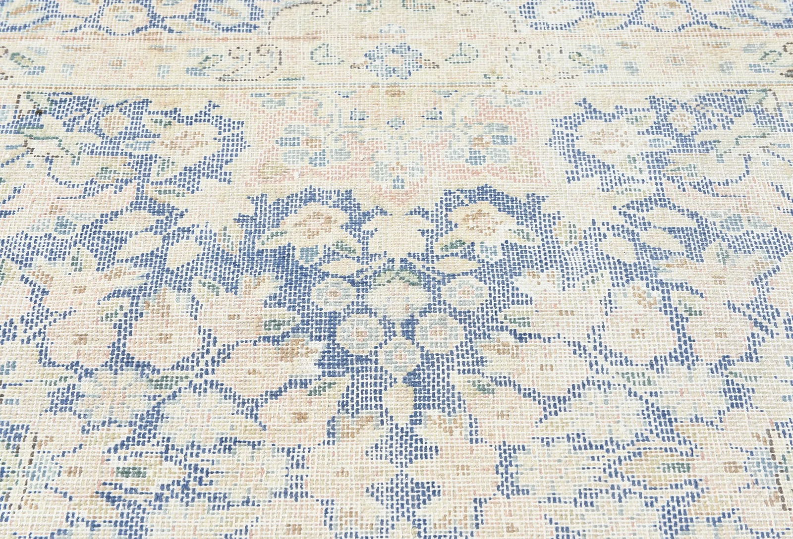 Antique Muted Blue Floral 8X11 Distressed Vintage Oriental Rug - 7