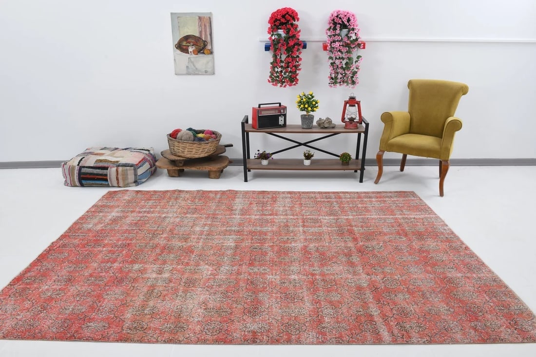 6'10'' x 9'7'' Handmade Vintage Wool Patchwork Rug - 18597: Title: 6'10'' x 9'7'' Handmade Vintage Wool Patchwork Rug - 18597 Description:6'10'' x 9'7'' Handmade Vintage Wool Patchwork Rug - 18597 Origin:Turkiye Date/Period:1960-90 Materials:Wool,Cotton Dimens