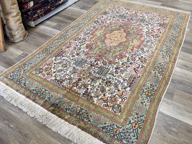 Vintage Silk Tabriz Rug-5315 - 3