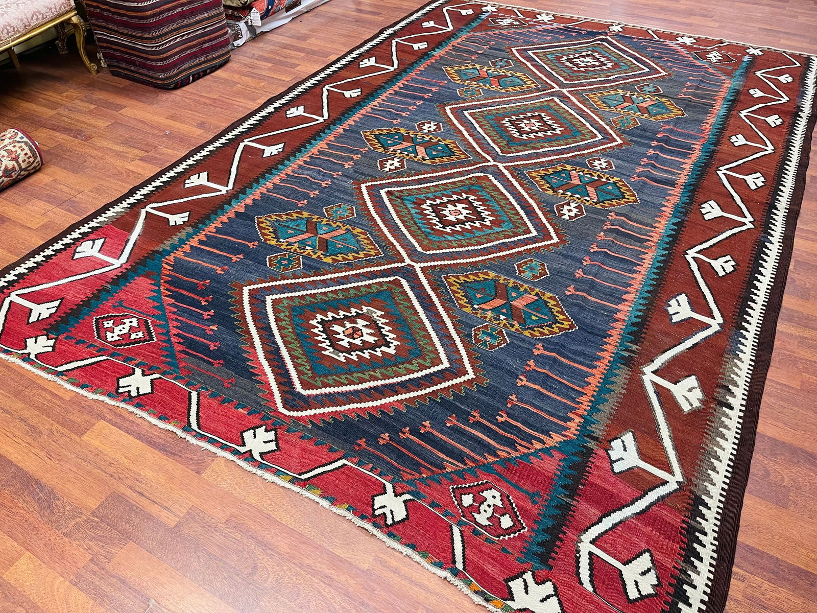 Antique Caucasain Kilim Rug-4894 - 8