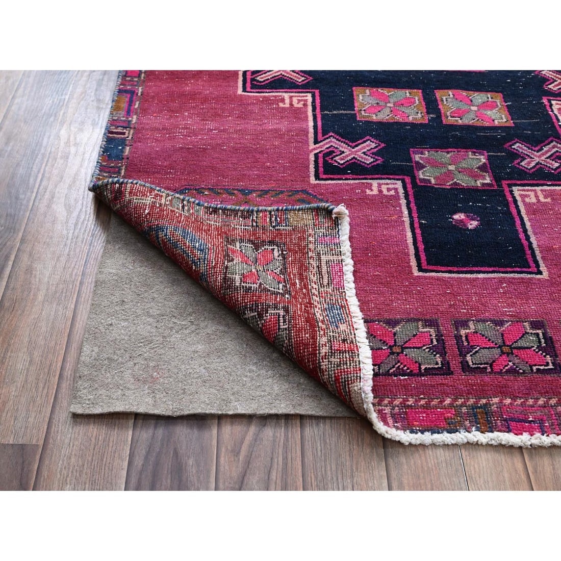 Multicolored Vintage Zoroastrian Hamadan Runner Oriental Rug - 3