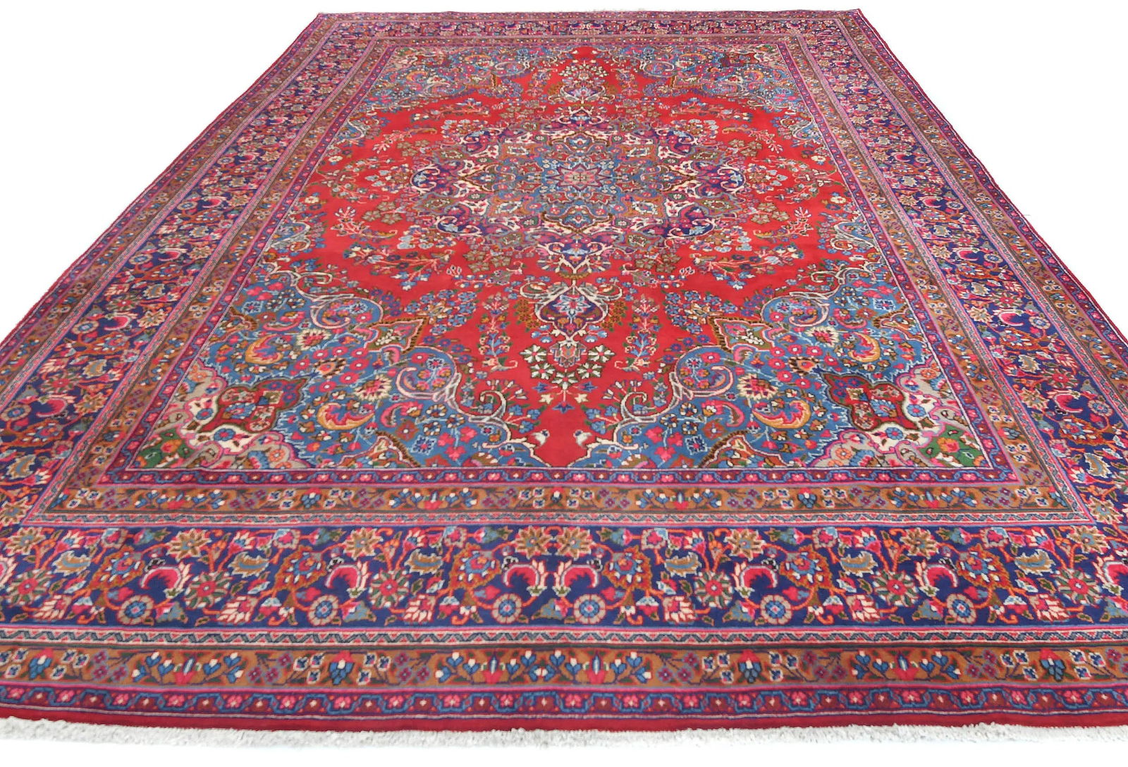 Vintage Red Traditional 10X13 Sabzevar Persian Rug - 2