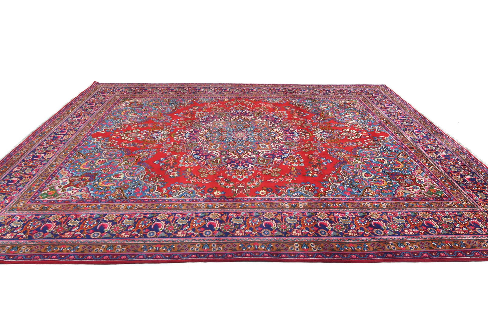 Vintage Red Traditional 10X13 Sabzevar Persian Rug - 4