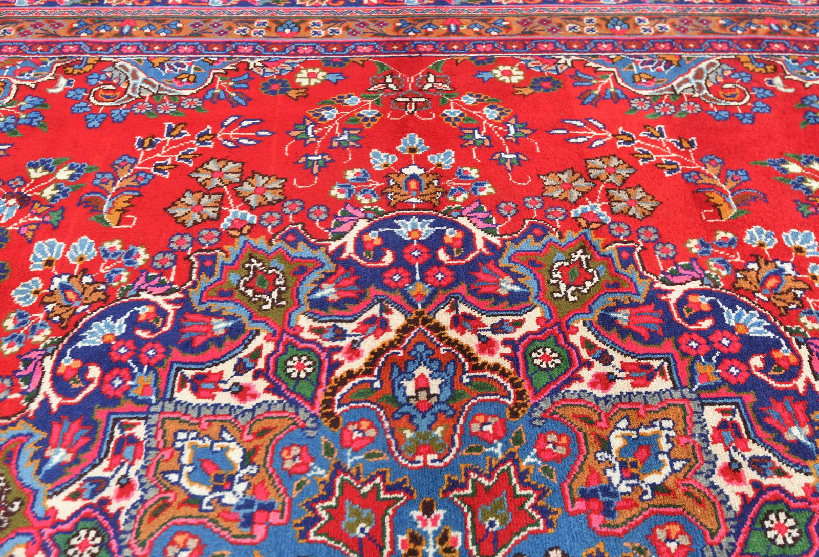 Vintage Red Traditional 10X13 Sabzevar Persian Rug - 7