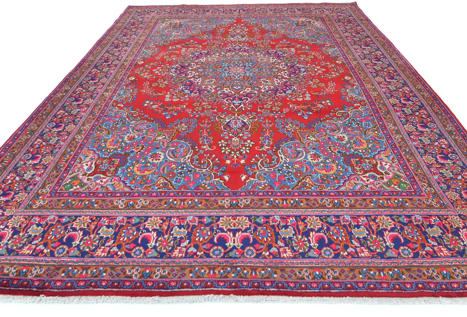 Vintage Red Traditional 10X13 Sabzevar Persian Rug - 9