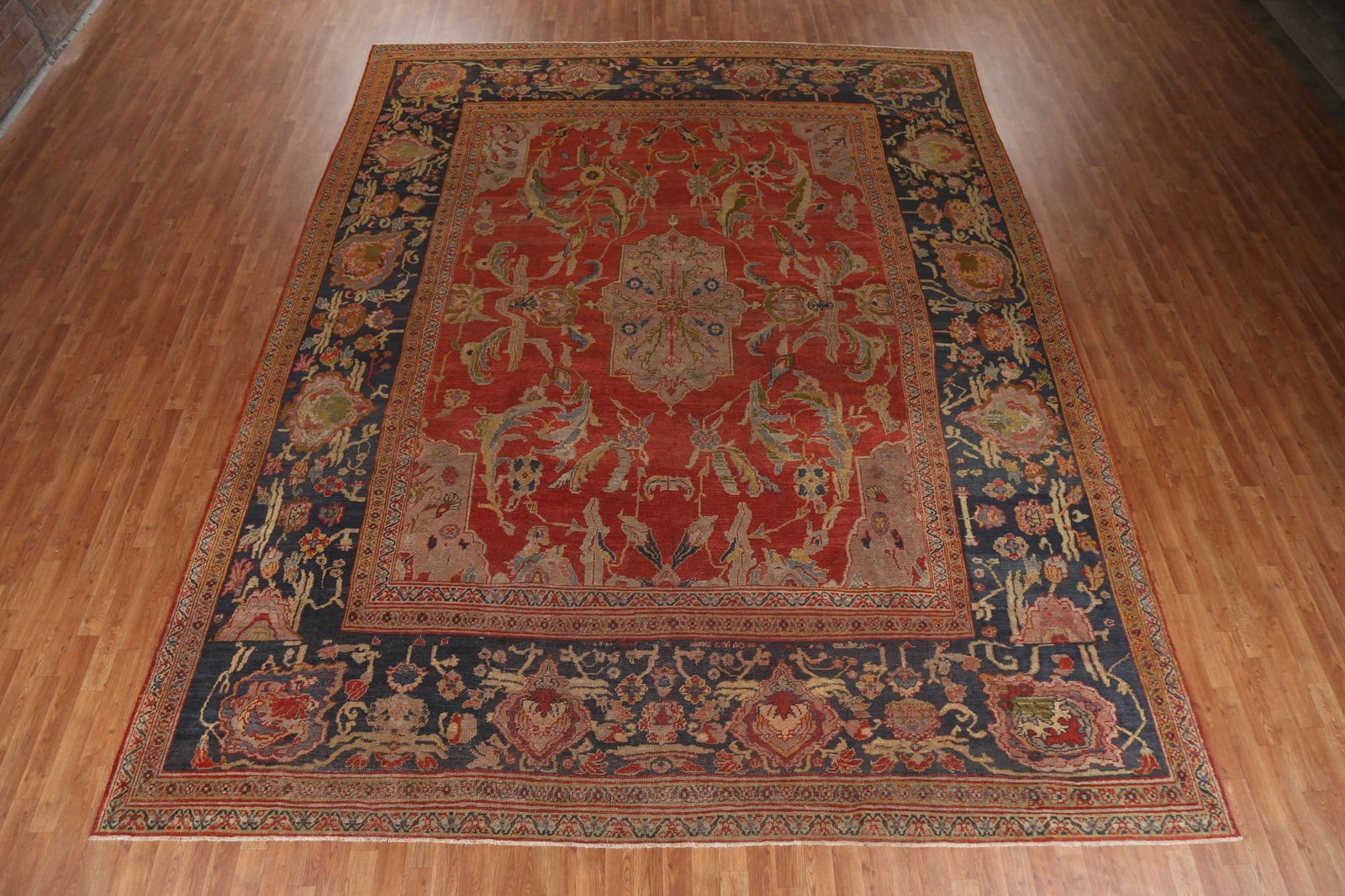 Pre-1900 Antique Vegetable Dye Sultanabad Persian Rug 12x15 - 3