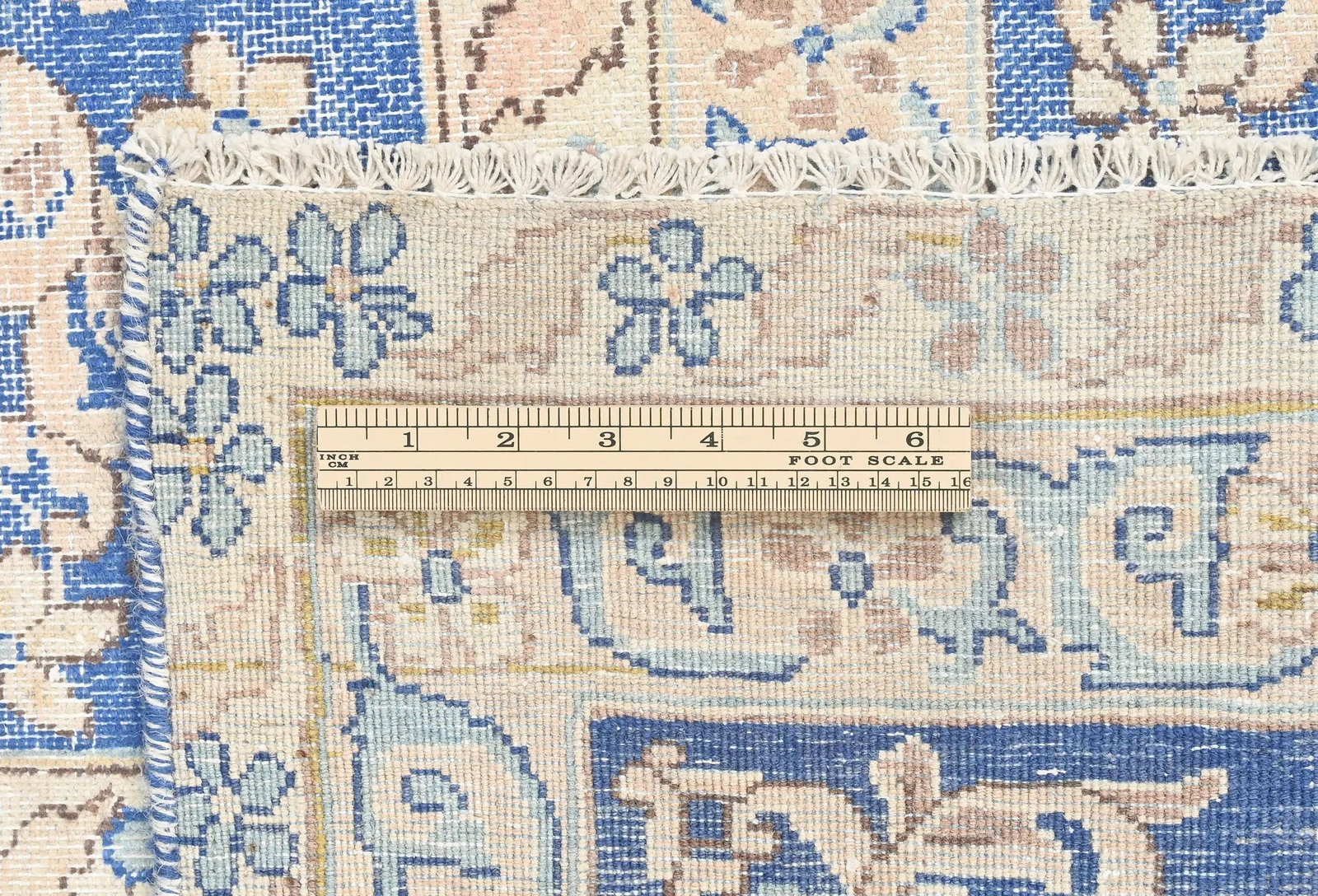 Antique Muted Blue Floral 10X14 Distressed Vintage Oriental Rug - 11