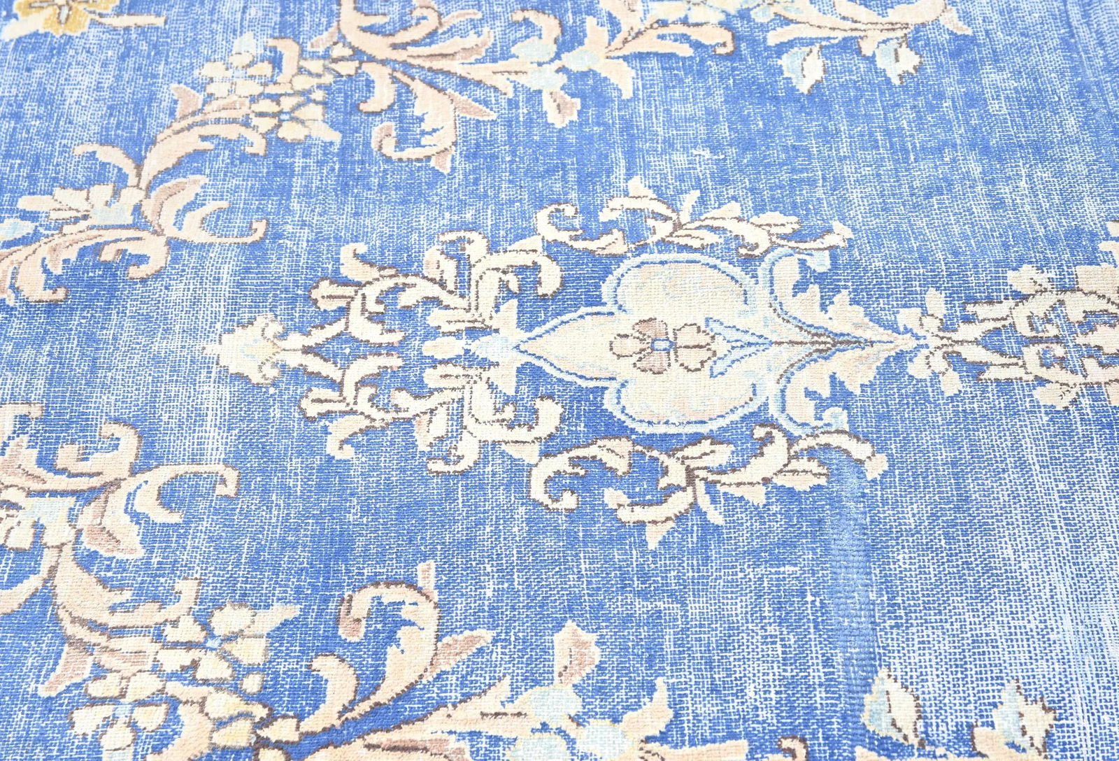 Antique Muted Blue Floral 10X14 Distressed Vintage Oriental Rug - 6