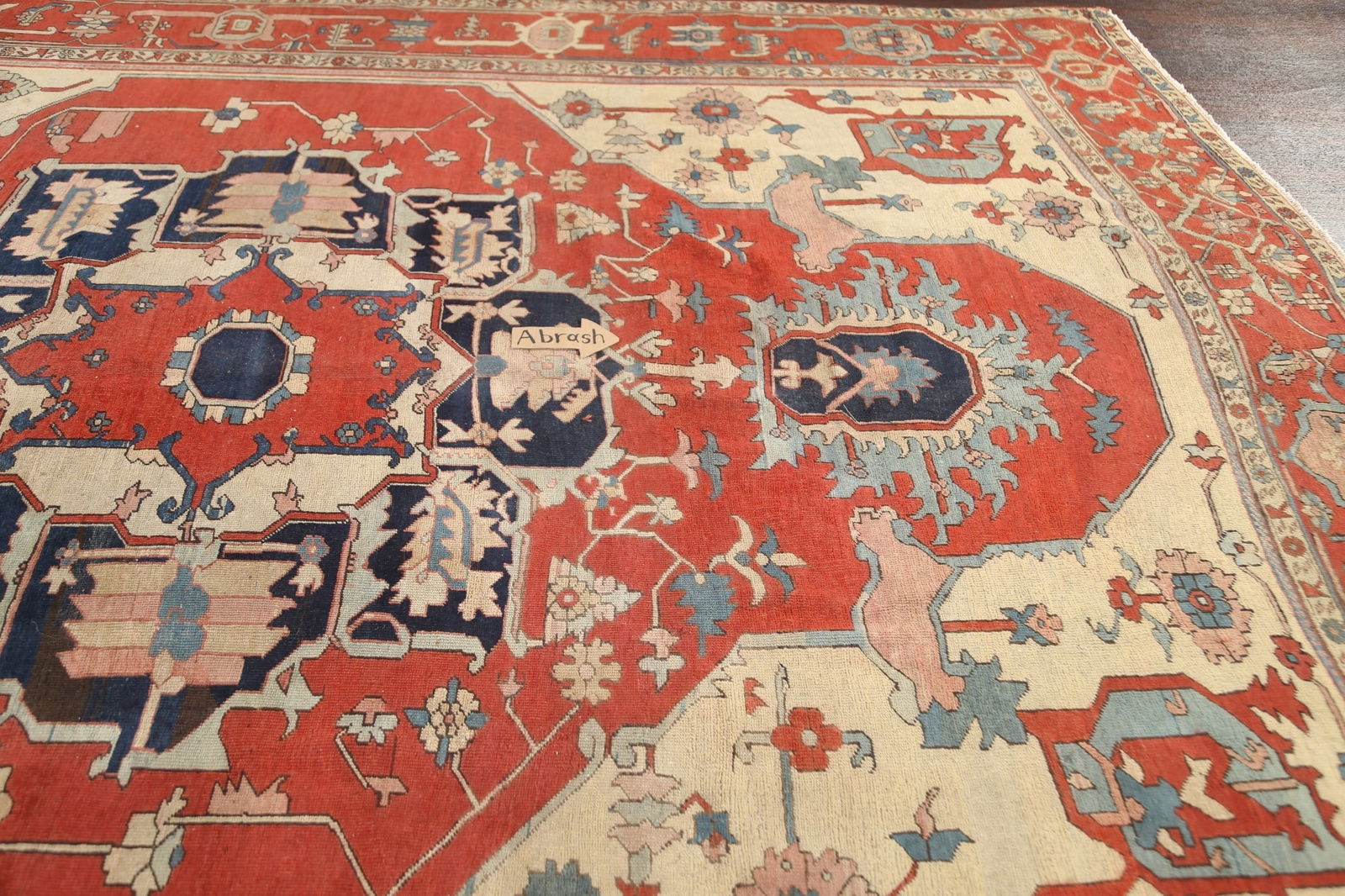 Pre-1900 Antique Vegetable Dye Heriz Serapi Persian Area Rug 9x12 - 14