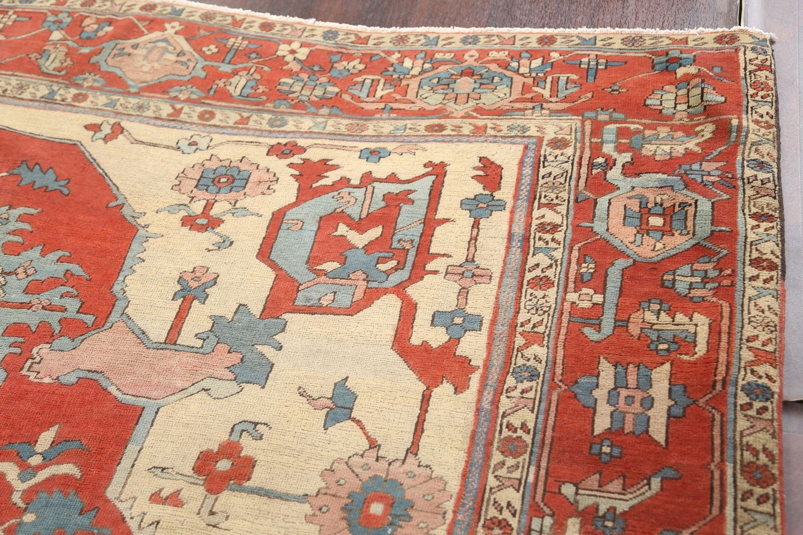 Pre-1900 Antique Vegetable Dye Heriz Serapi Persian Area Rug 9x12 - 17