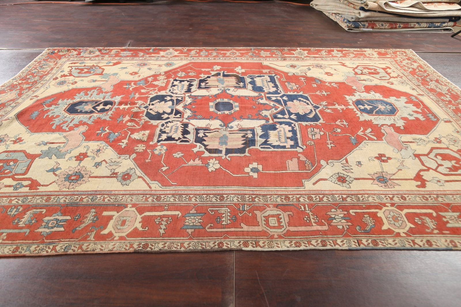 Pre-1900 Antique Vegetable Dye Heriz Serapi Persian Area Rug 9x12 - 18