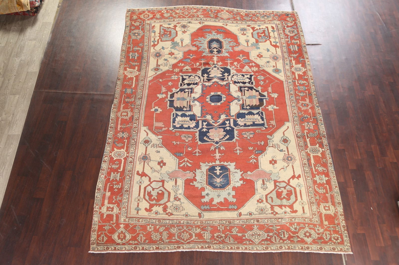 Pre-1900 Antique Vegetable Dye Heriz Serapi Persian Area Rug 9x12 - 3