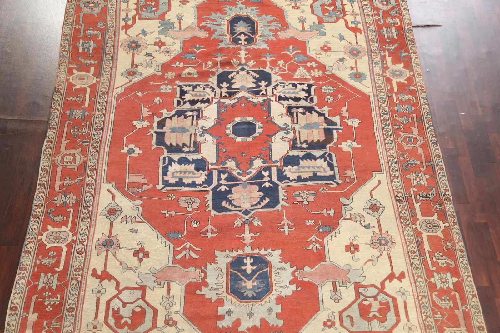 Pre-1900 Antique Vegetable Dye Heriz Serapi Persian Area Rug 9x12 - 4