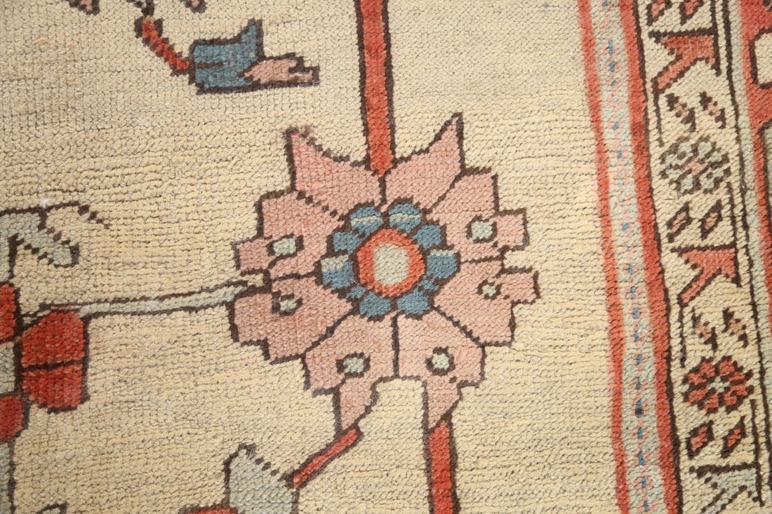 Pre-1900 Antique Vegetable Dye Heriz Serapi Persian Area Rug 9x12 - 9