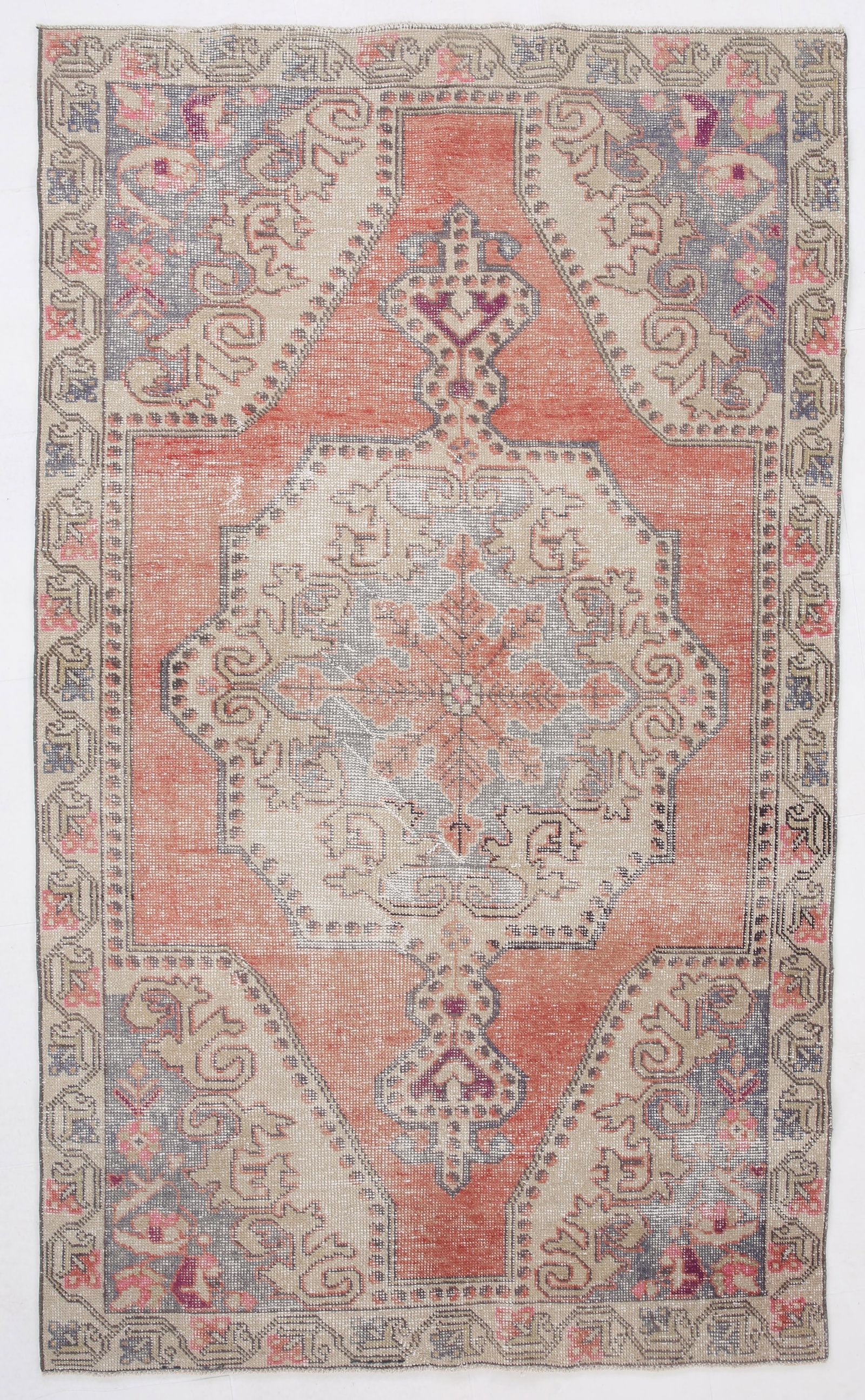4'5'' x 7'2'' Handmade Vintage Wool Rug - 4735 (1 of 17)