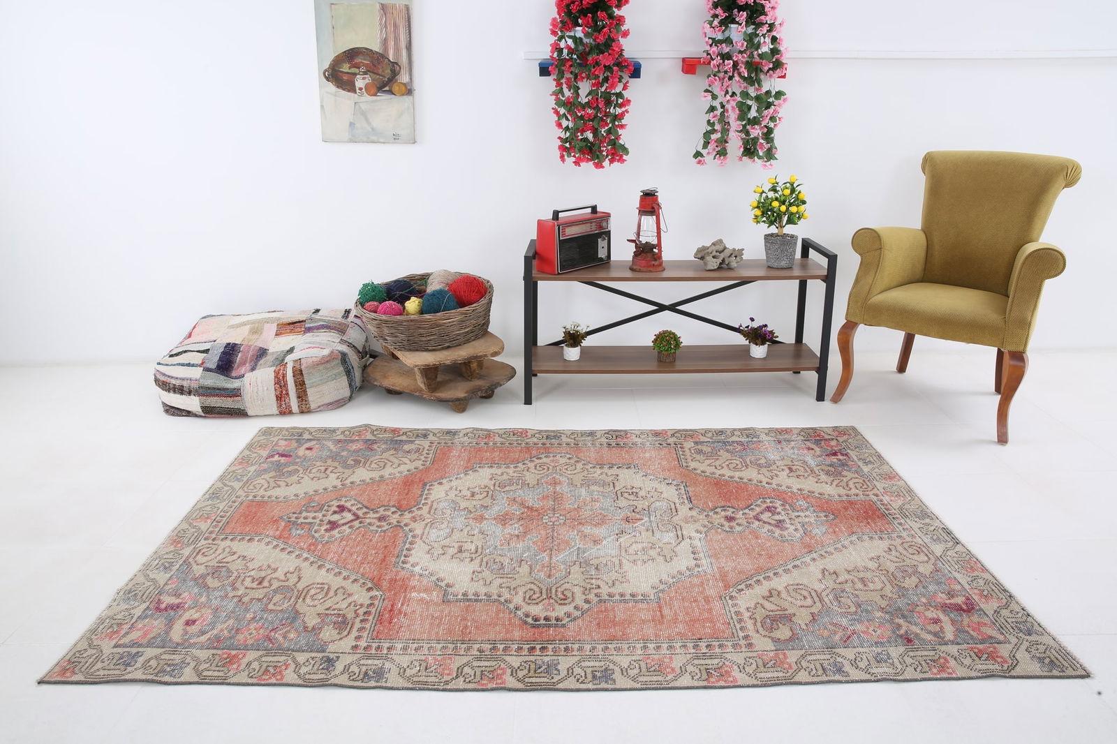 4'5'' x 7'2'' Handmade Vintage Wool Rug - 4735 - 3