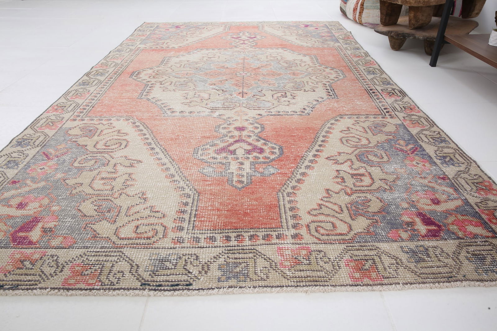 4'5'' x 7'2'' Handmade Vintage Wool Rug - 4735 - 6