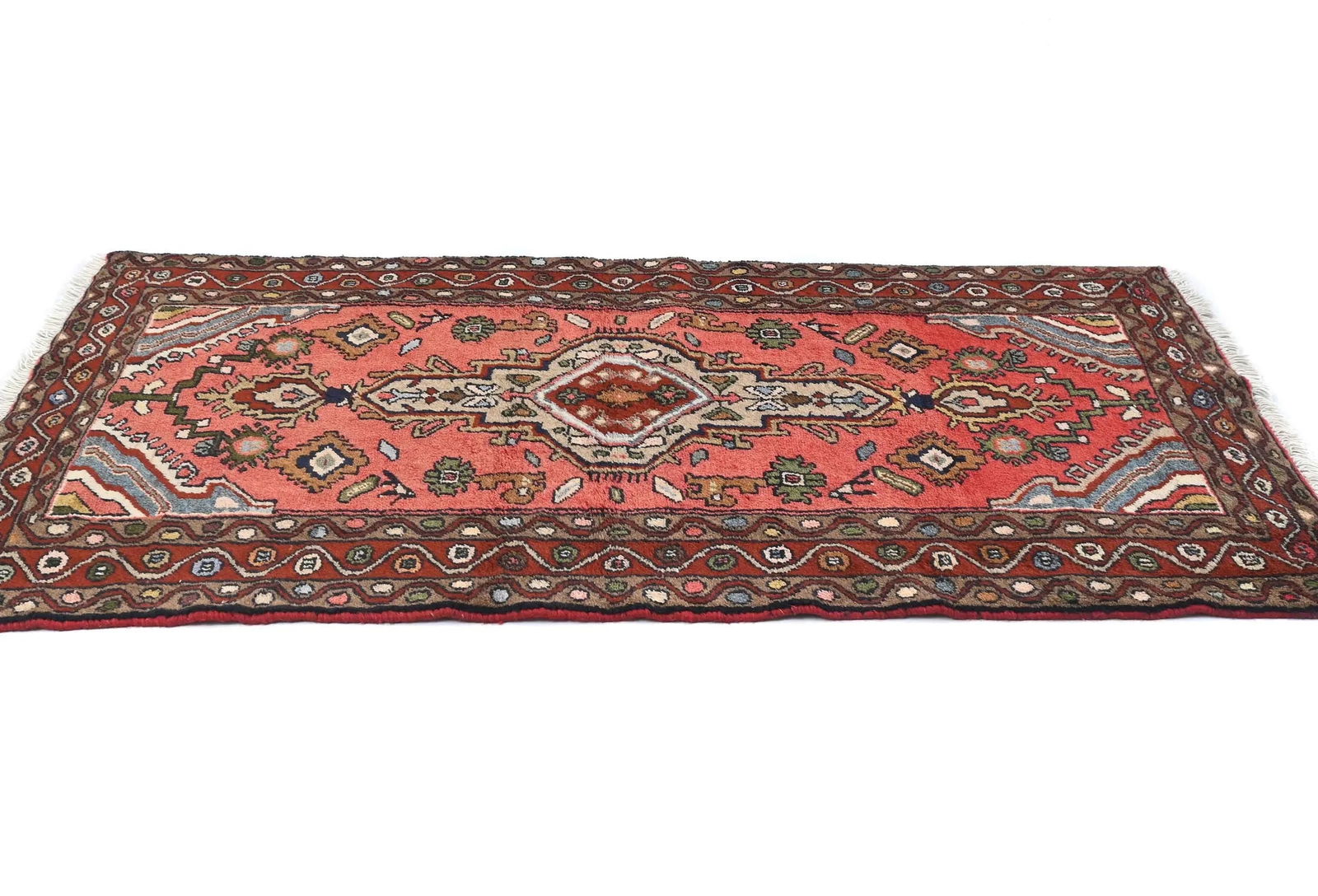 Vintage Bittersweet Red Floral Tribal 3X5 Hamedan Persian Rug - 4