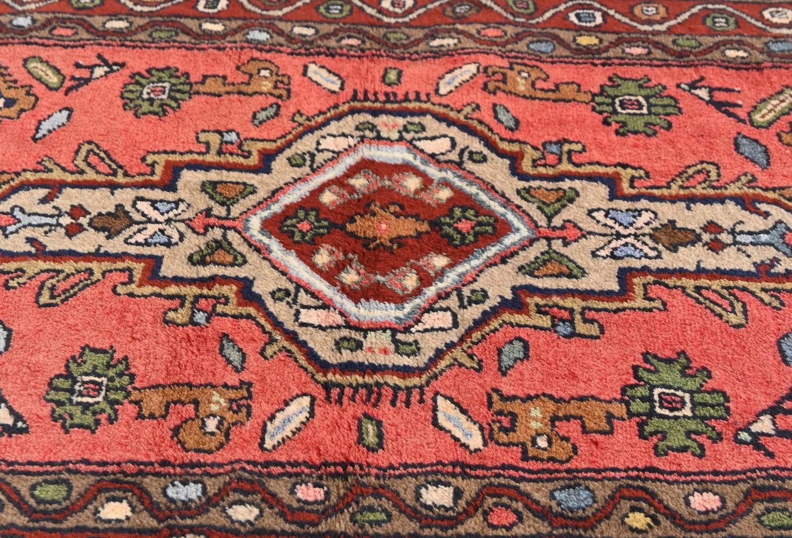 Vintage Bittersweet Red Floral Tribal 3X5 Hamedan Persian Rug - 5