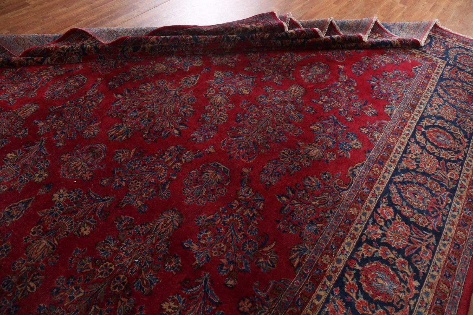 Antique Vegetable Dye Sarouk Large Persian Rug 10x15 - 19