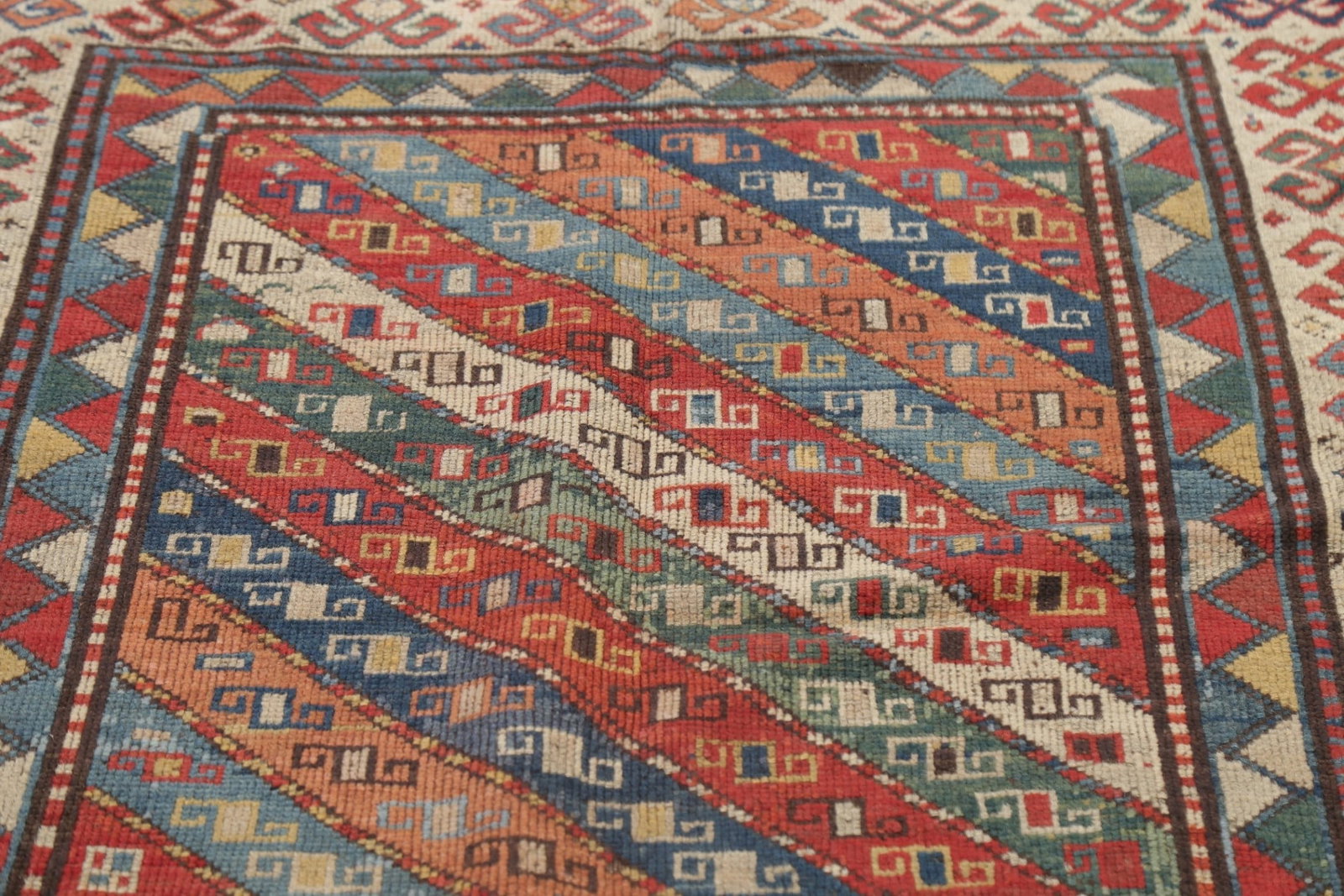 Pre-1900 Antique Vegetable Dye Kazak Caucasian Oriental Runner Rug 4x8 - 13