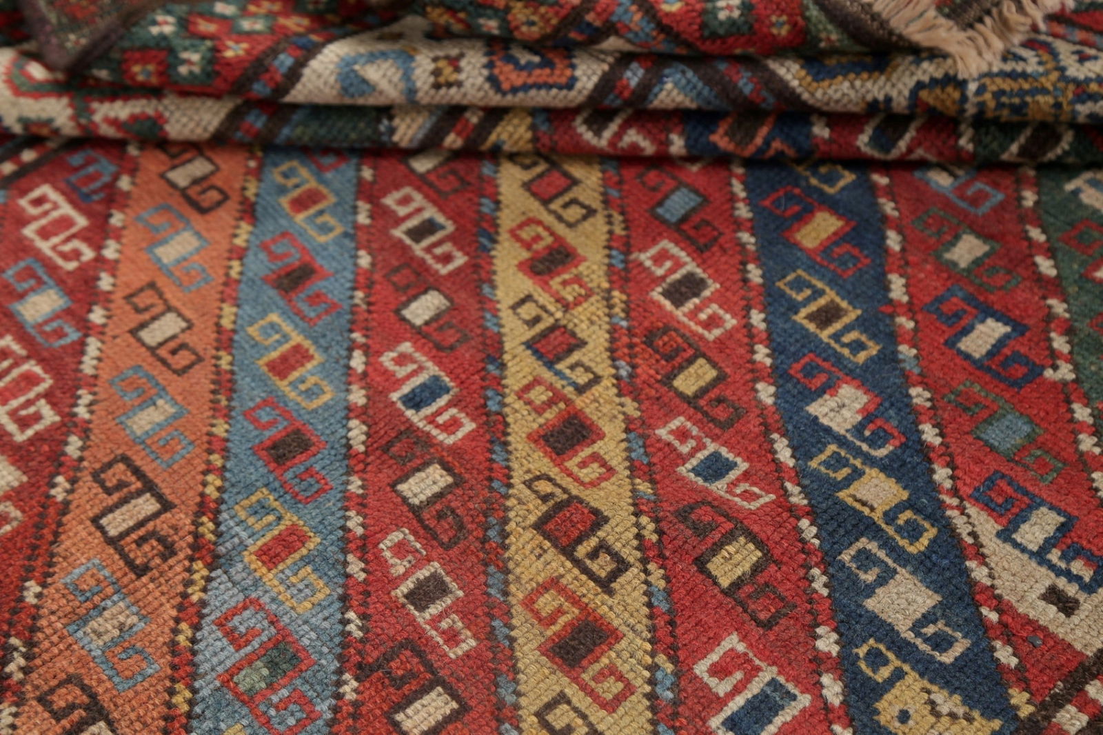 Pre-1900 Antique Vegetable Dye Kazak Caucasian Oriental Runner Rug 4x8 - 17