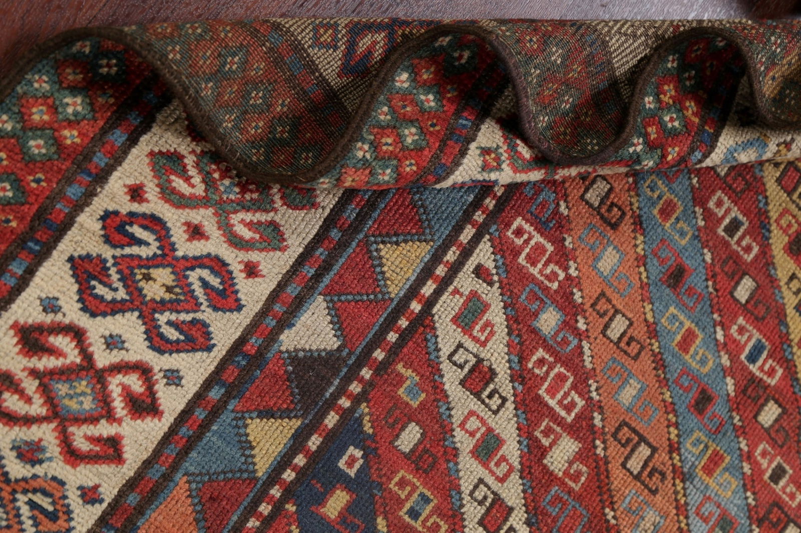 Pre-1900 Antique Vegetable Dye Kazak Caucasian Oriental Runner Rug 4x8 - 19