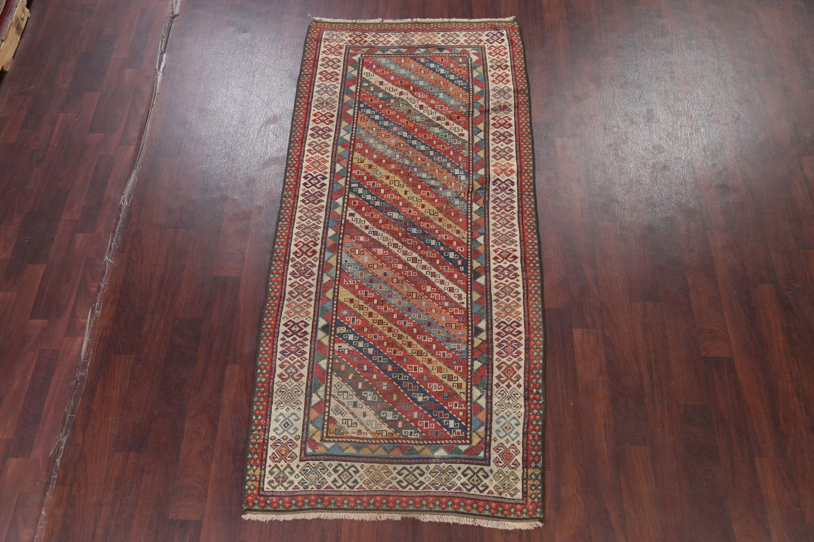 Pre-1900 Antique Vegetable Dye Kazak Caucasian Oriental Runner Rug 4x8 - 2
