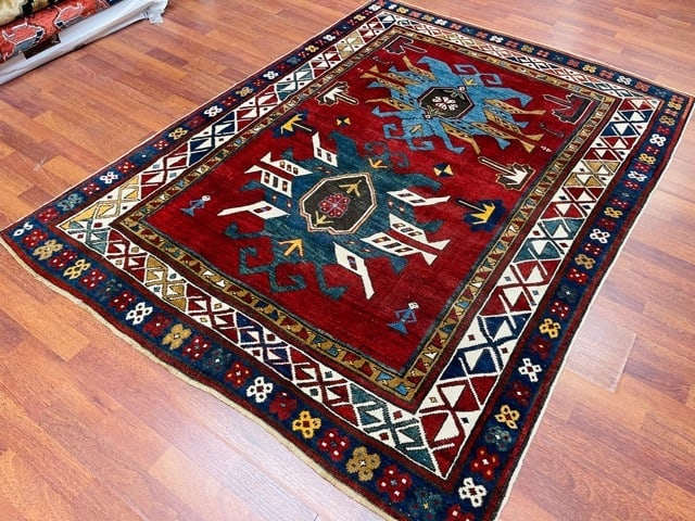 Antique kazak Caucasian rug-4870 - 6