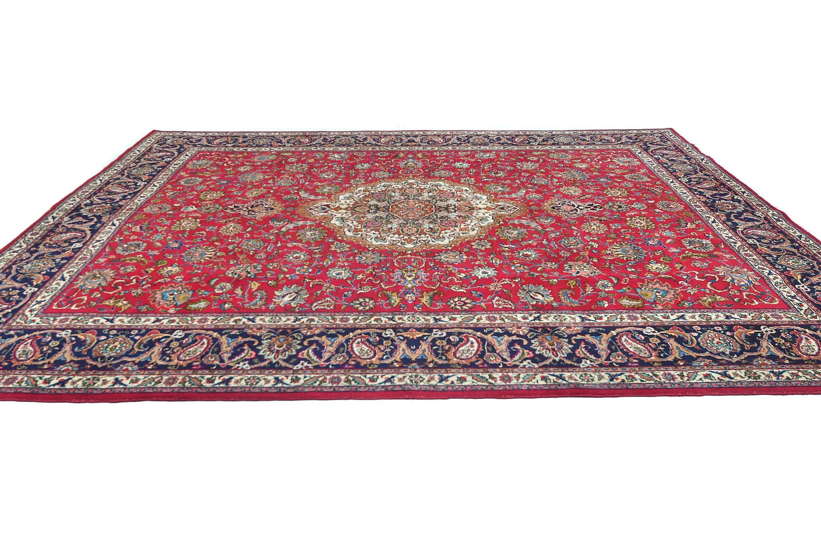 Vintage Red Floral Traditional 10X13 Tabriz Persian Rug - 4