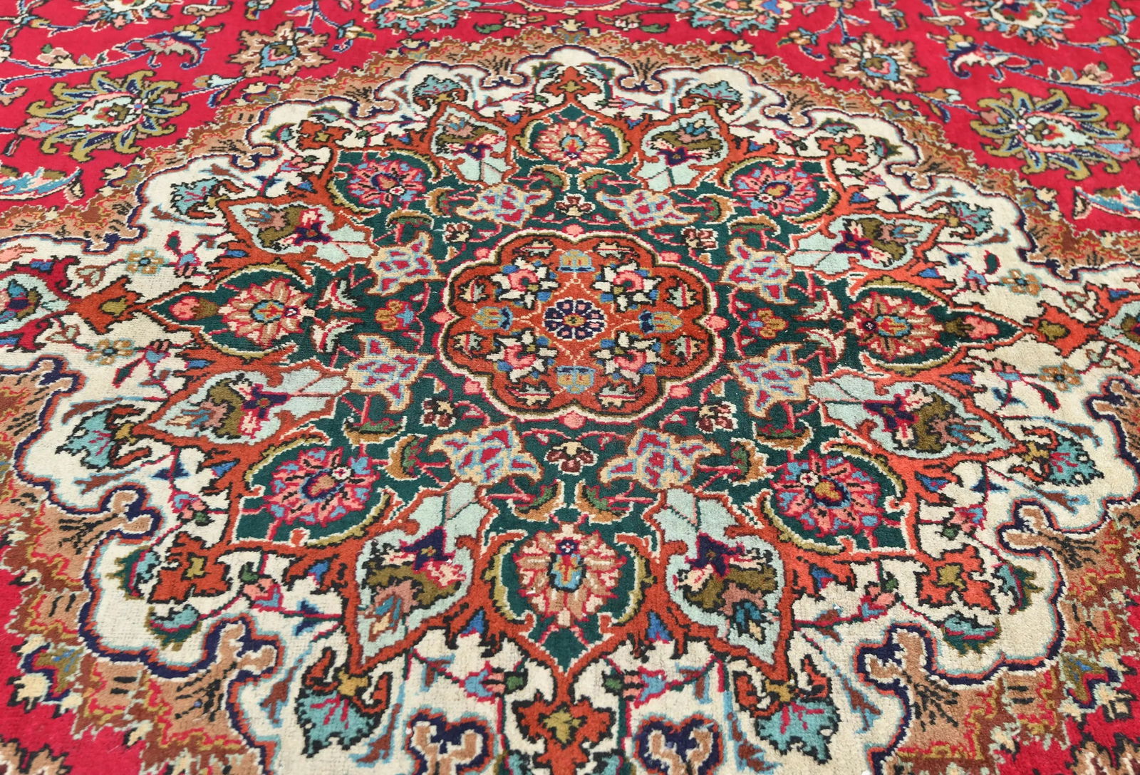 Vintage Red Floral Traditional 10X13 Tabriz Persian Rug - 5