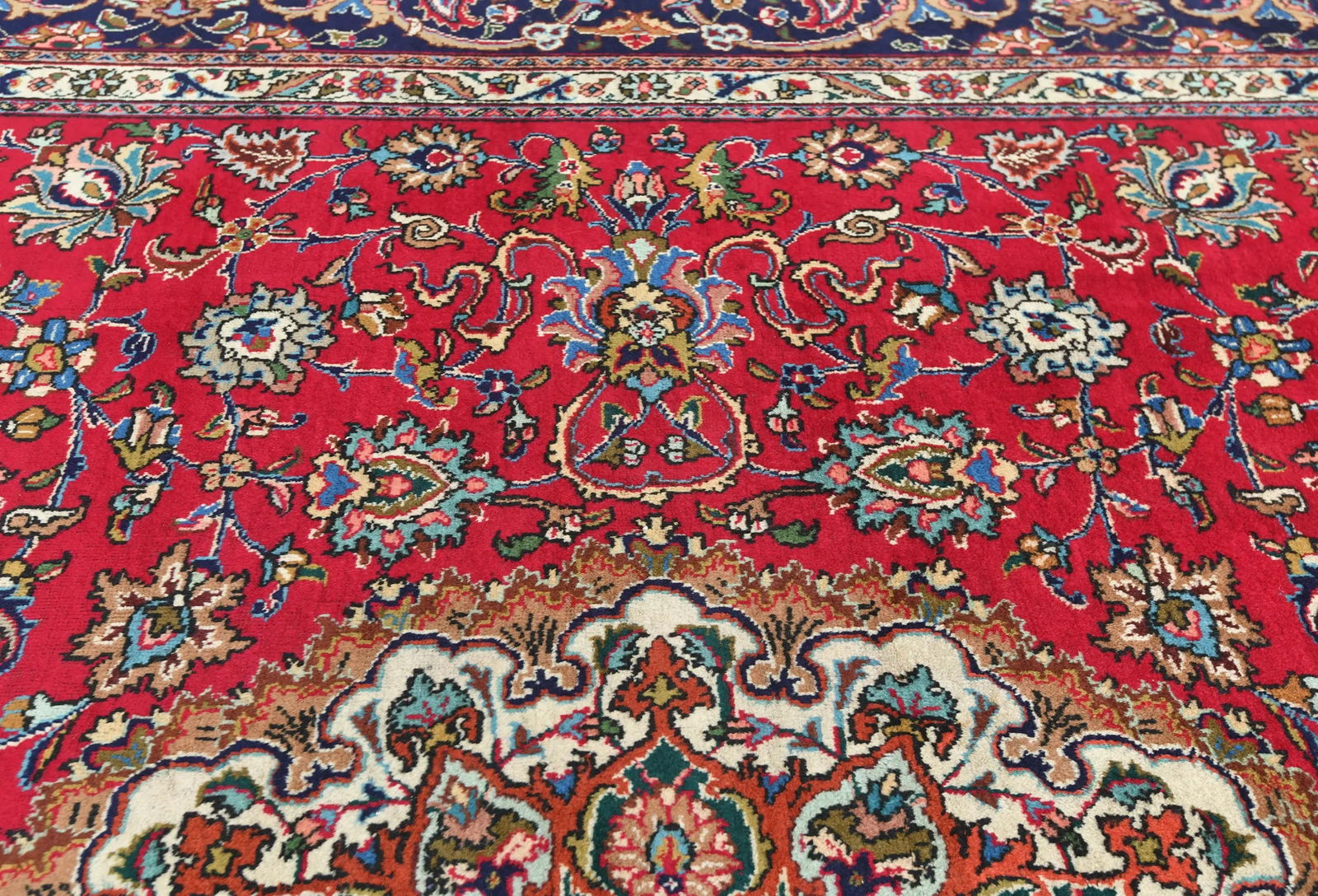 Vintage Red Floral Traditional 10X13 Tabriz Persian Rug - 7