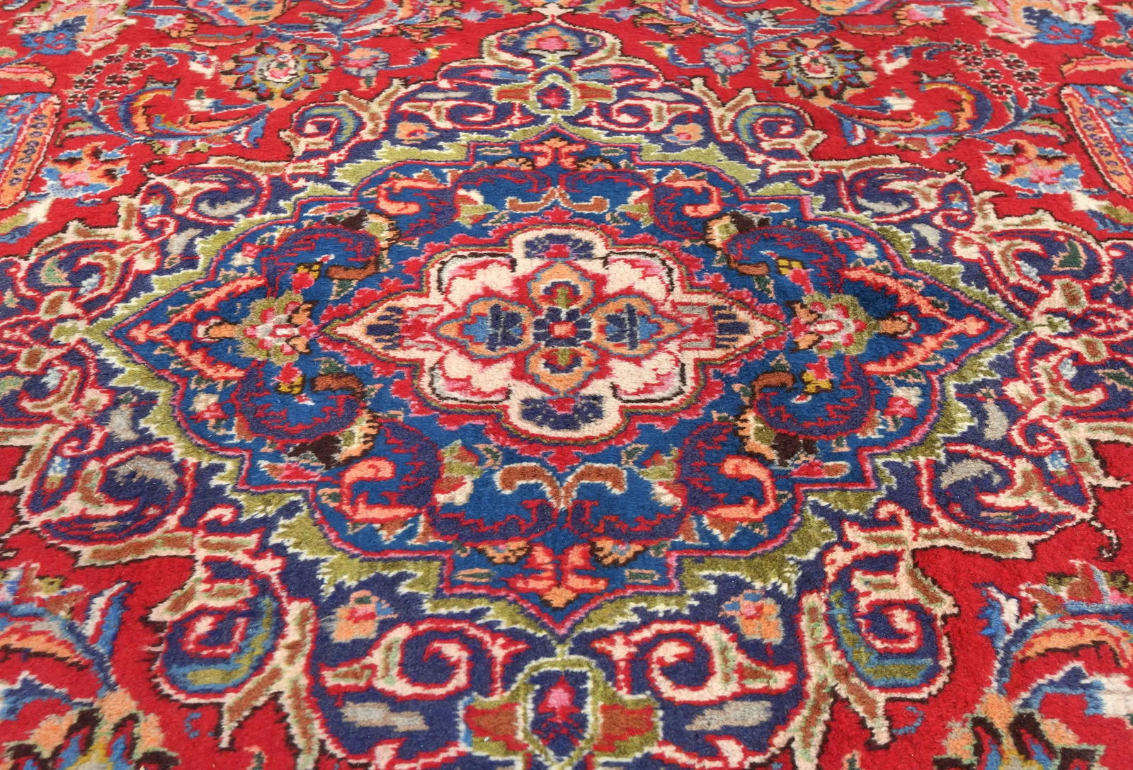 Vintage Red Pictorial Traditional 10X13 Kashmar Persian Rug - 4