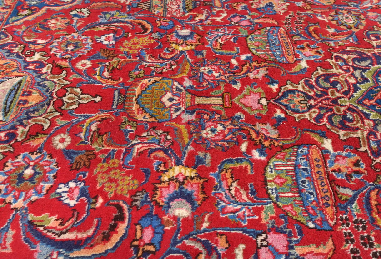 Vintage Red Pictorial Traditional 10X13 Kashmar Persian Rug - 5