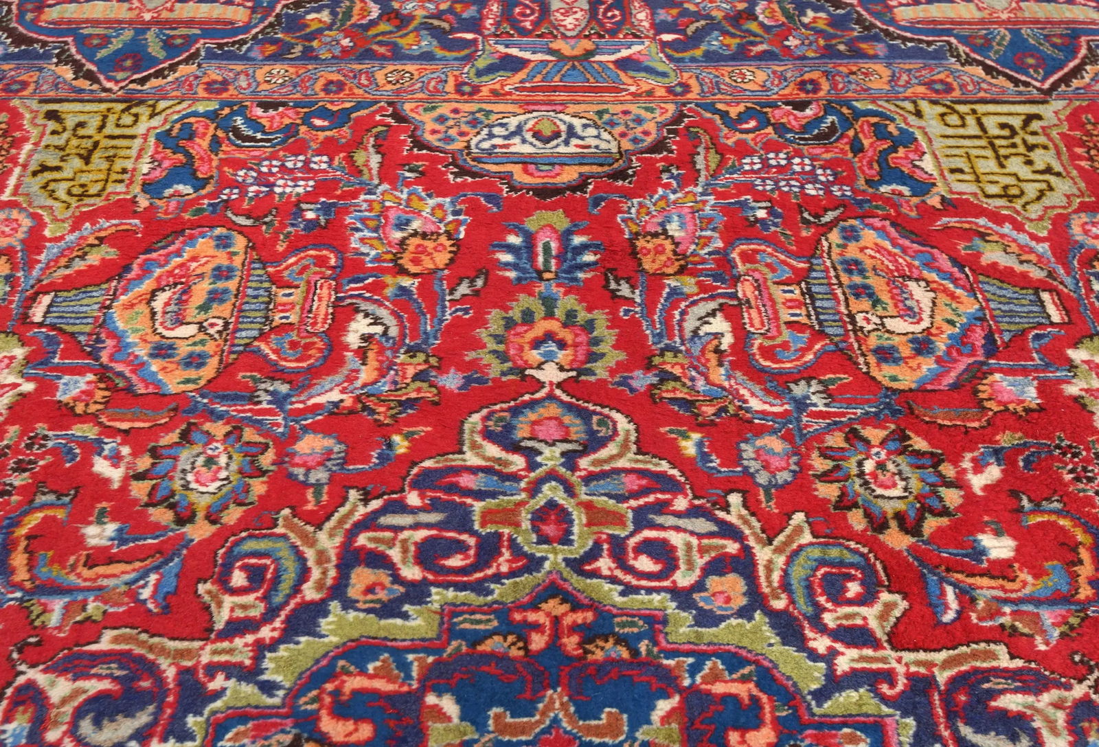 Vintage Red Pictorial Traditional 10X13 Kashmar Persian Rug - 6