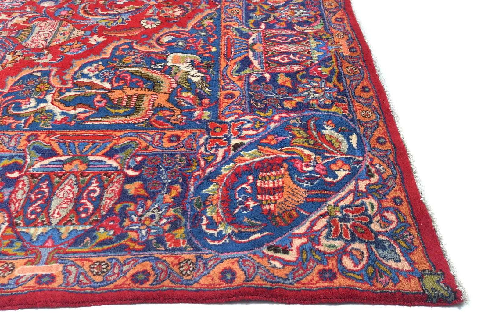 Vintage Red Pictorial Traditional 10X13 Kashmar Persian Rug - 7