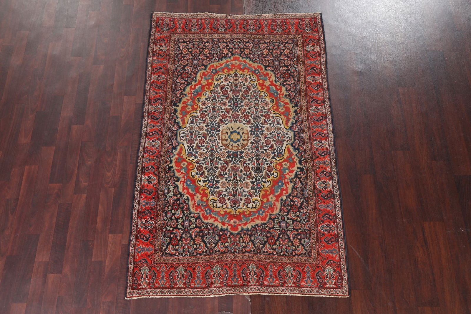 Pre-1900 Antique Vegetable Dye Senneh Persian Area Rug 4x7 - 3