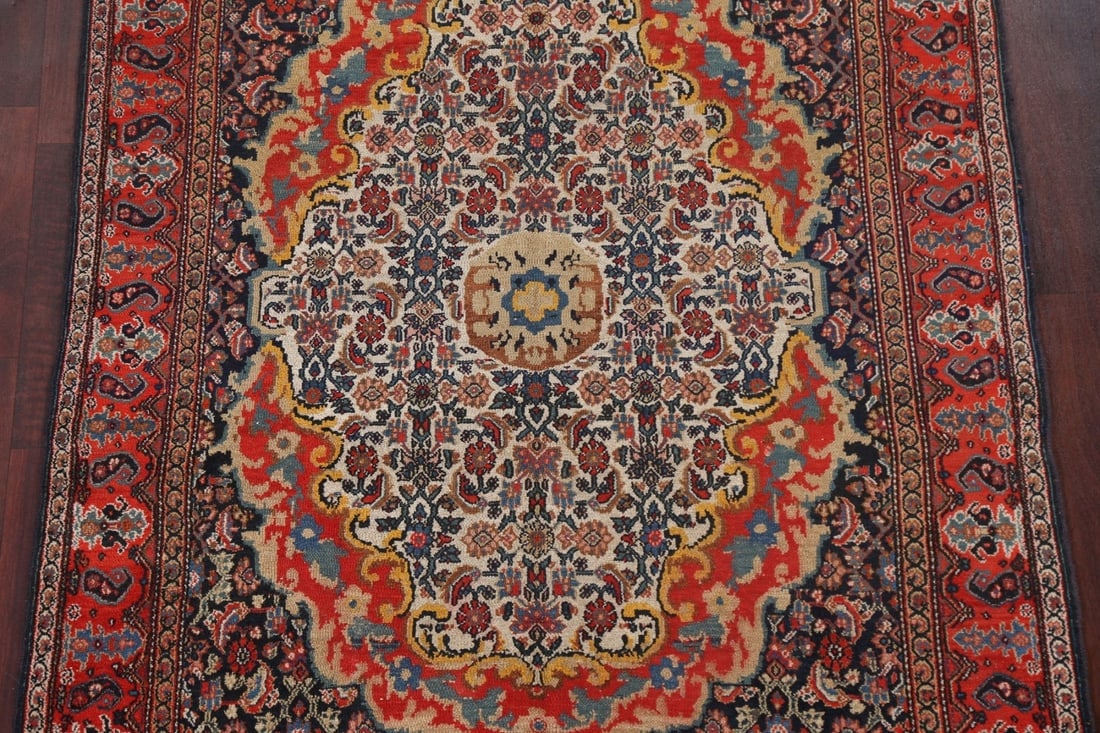 Pre-1900 Antique Vegetable Dye Senneh Persian Area Rug 4x7 - 4