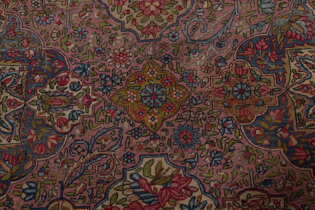 Pre-1900 Antique Vegetable Dye Kerman Lavar Persian Rug 10x13 - 11