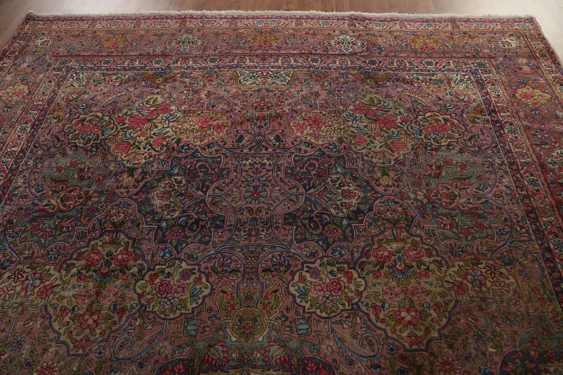 Pre-1900 Antique Vegetable Dye Kerman Lavar Persian Rug 10x13 - 14