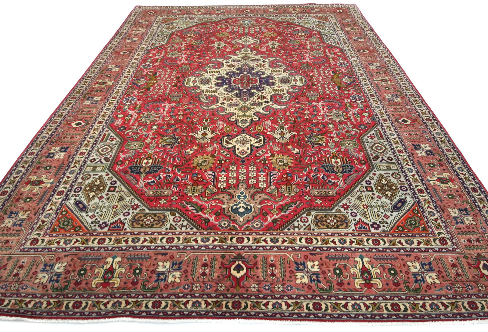 Vintage Red Traditional 8X11 Tabriz Persian Rug - 2