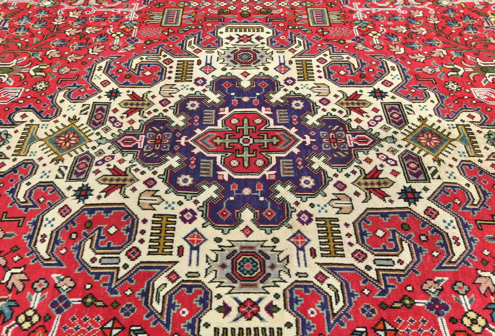 Vintage Red Traditional 8X11 Tabriz Persian Rug - 4