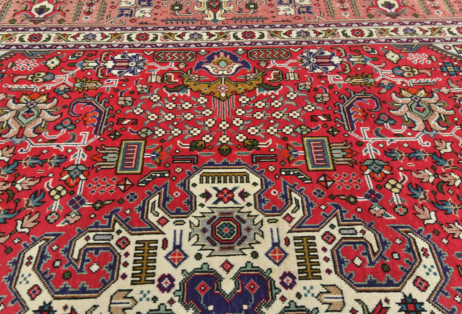 Vintage Red Traditional 8X11 Tabriz Persian Rug - 6