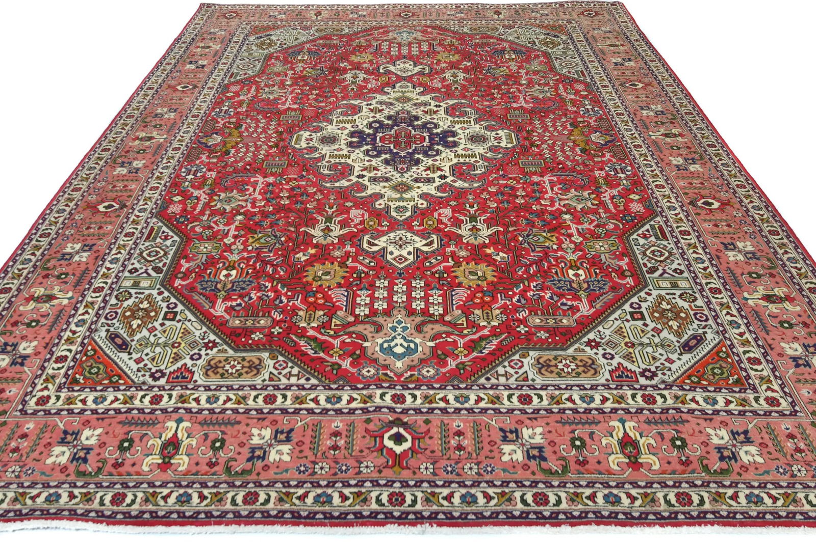Vintage Red Traditional 8X11 Tabriz Persian Rug - 8